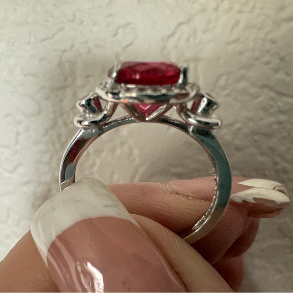 Genuine 3CT Ruby, Pink/White Sapphire Ring 7 & 8 - Picture 6 of 10